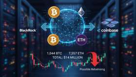 BlackRock mueve 114 millones de dólares en BTC y ETH a Coinbase, señalando un posible reequilibrio