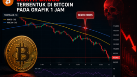 Death Cross Terbentuk di Bitcoin pada Grafik 1 Jam