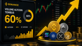 Volume Altcoin di Binance Tembus 60 Persen, Bitcoin Meredup?