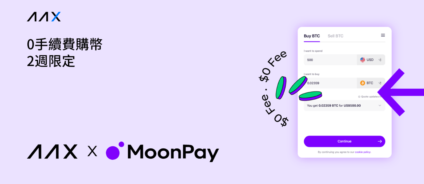 透过MoonPay 零手续费购币- AAX | CoinCarp