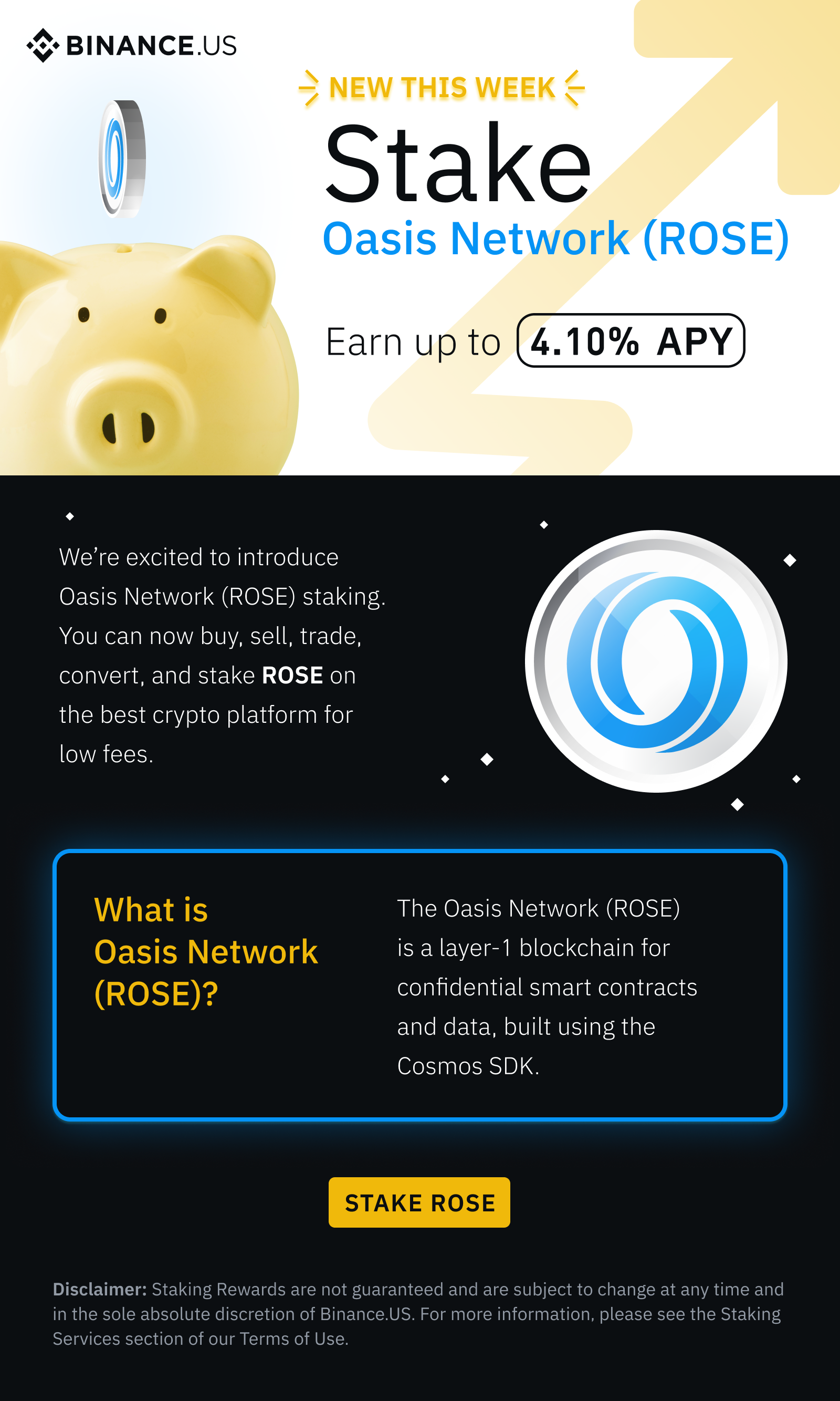 ROSE Staking Announcement Email - Binance.US | CoinCarp