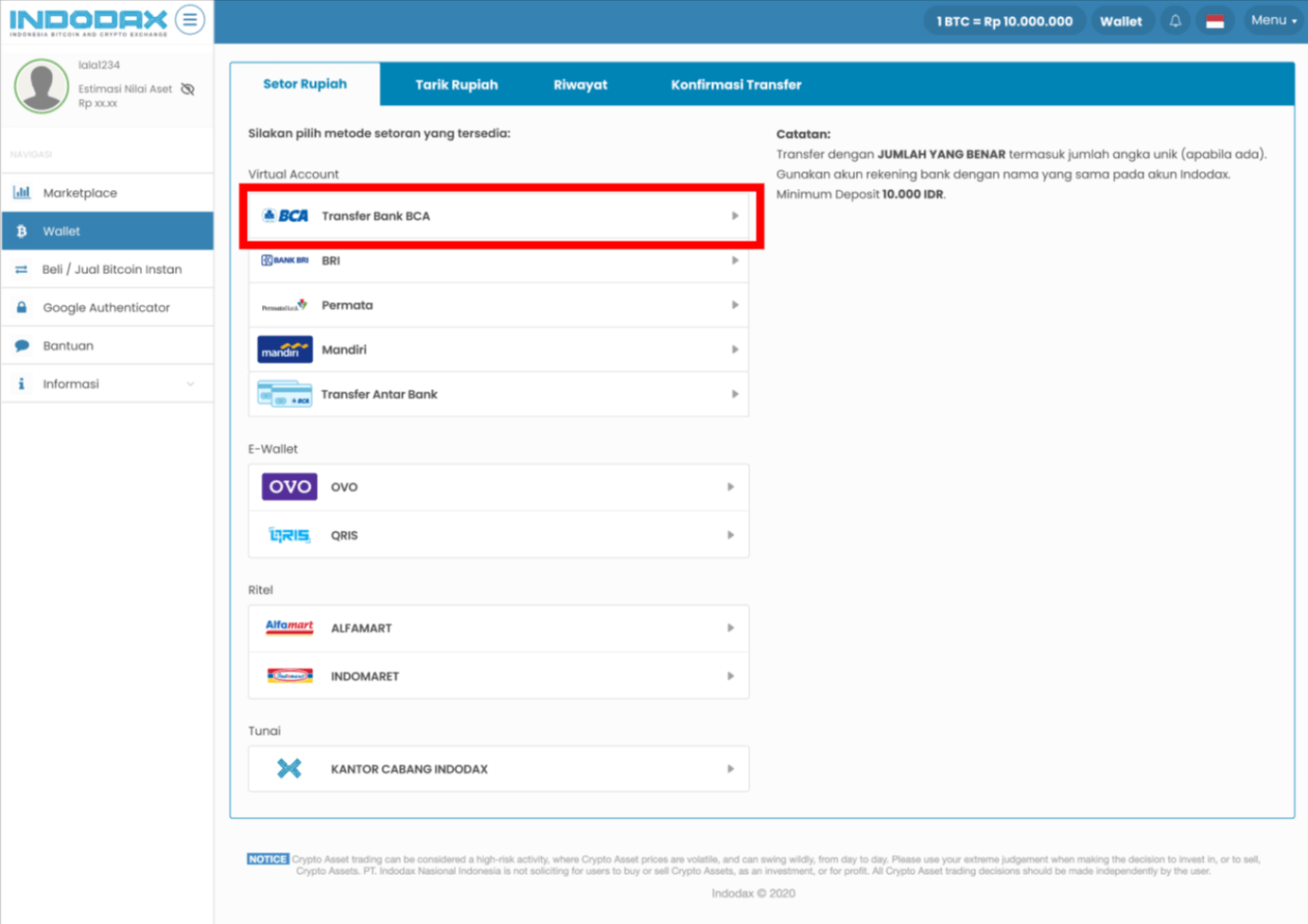 Fitur Direct Transfer BCA Telah Tersedia Bagi Sebagian Pengguna INDODAX ...