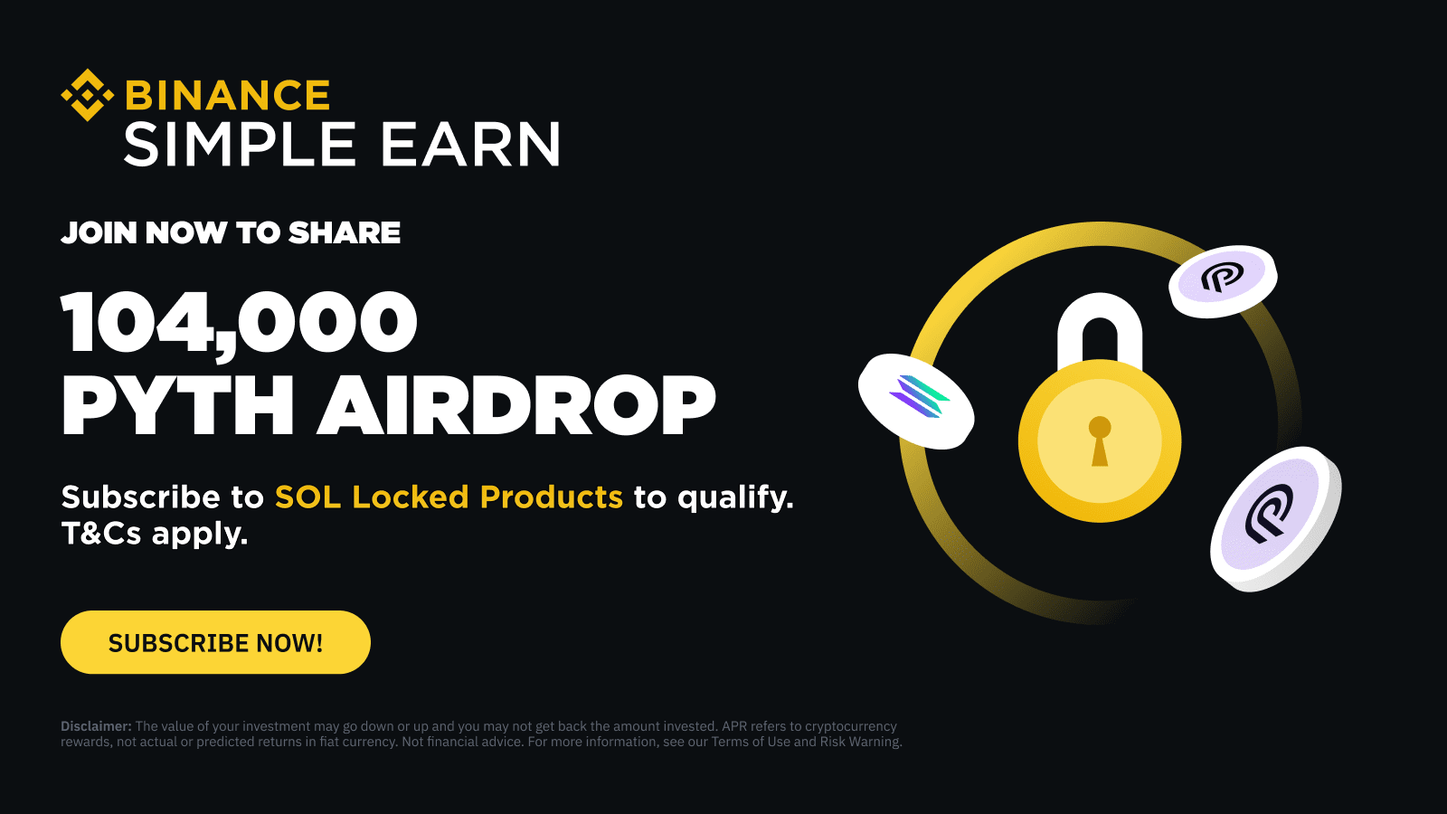 Subscribe to SOL Locked Products to Share 104,000 PYTH in Airdrop Rewards -  Binance | CoinCarp