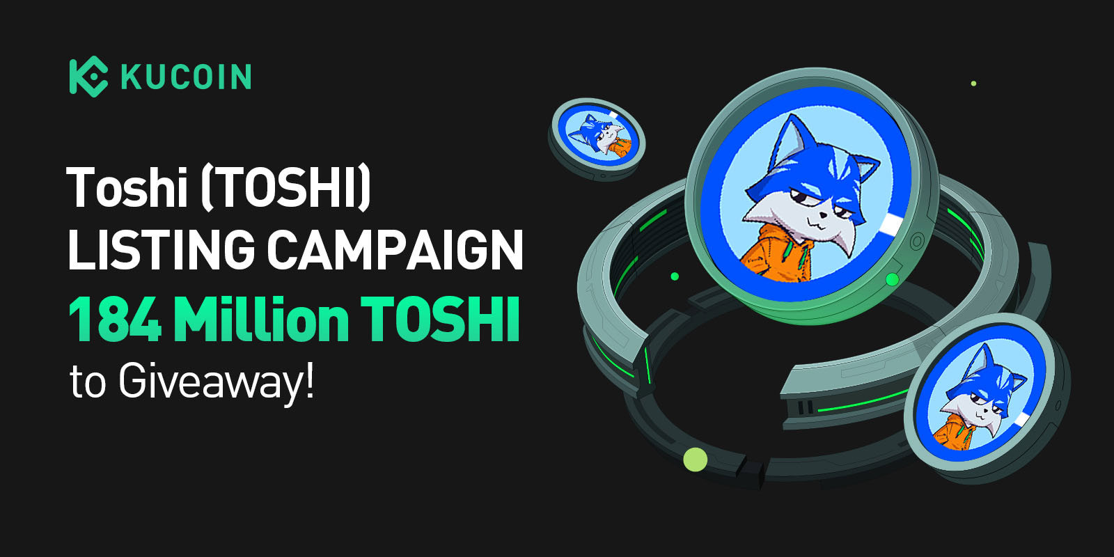 토시(TOSHI) 상장 이벤트, 1억 8,400만 TOSHI 증정! - KuCoin | CoinCarp