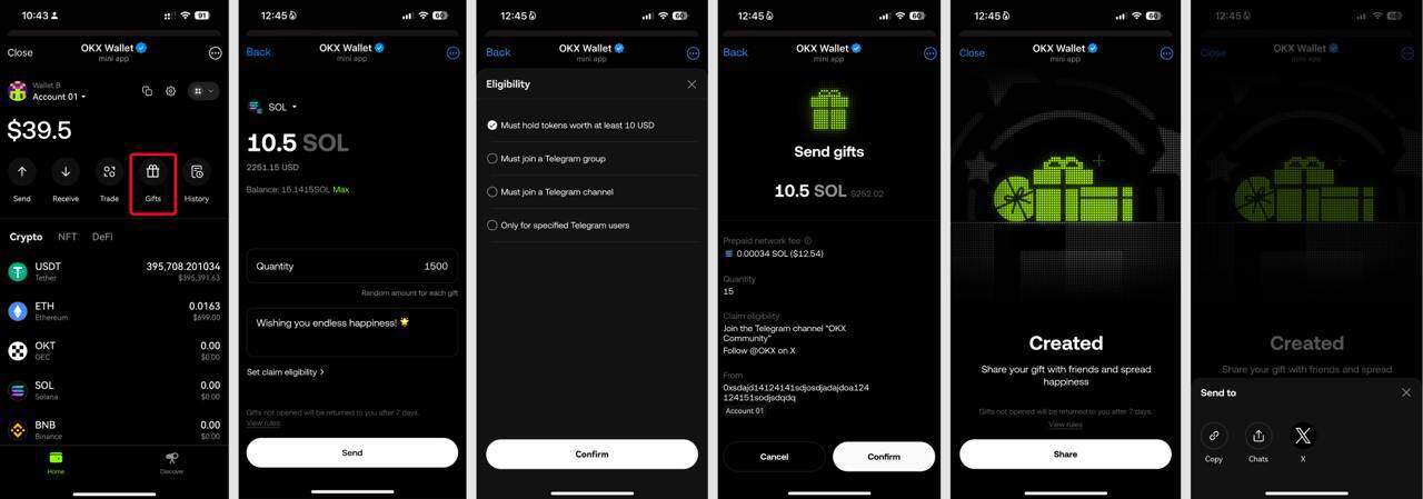 OKX Gift - how to send gifts in okx mini wallet