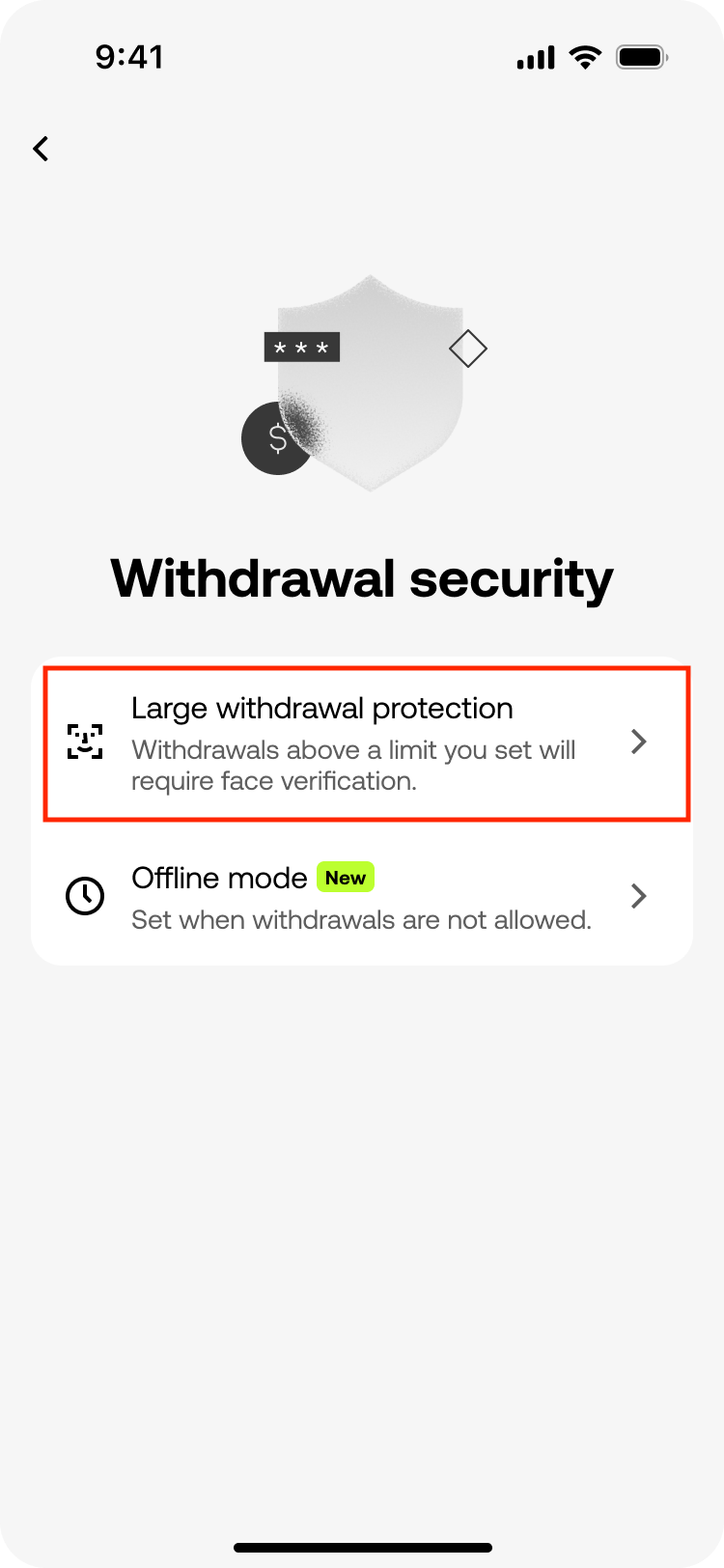 Large withdrawal protection